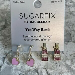 BaubleBar Pink Heart and Wine Bottle Earrings